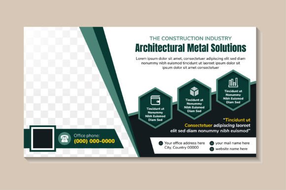 Architectural Metal Horizontal Banner: Graphics for Print Templates