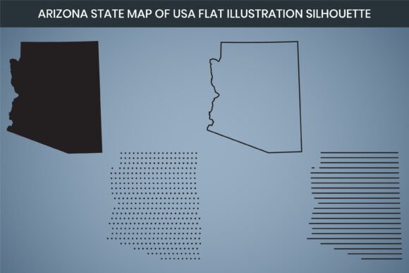 Arizona State Hand Drawn Outline Map USA Graphics Freebies