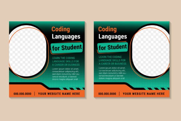 Coding Languages Square Banner Graphics