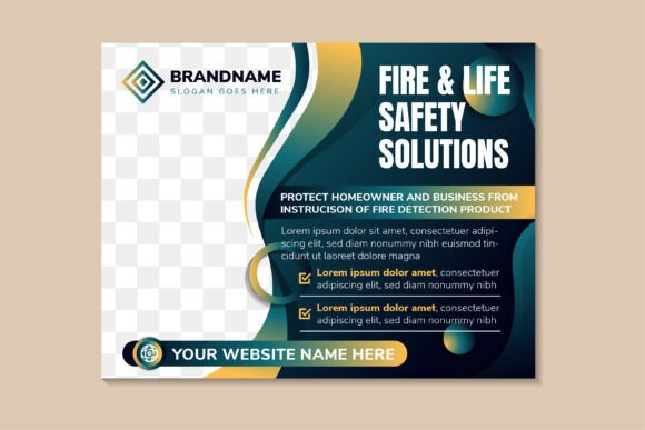 Fire and Life Horizontal Banner: Graphics for Social Media Templates