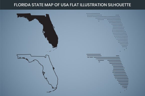 Florida State Hand Drawn Outline Map US Graphics