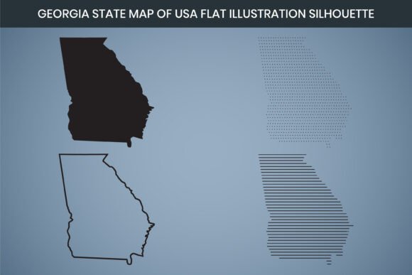 Georgia State Hand Drawn Outline Map US Graphics