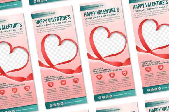 Happy Valentines Vertical Banner: Graphics for Print Templates