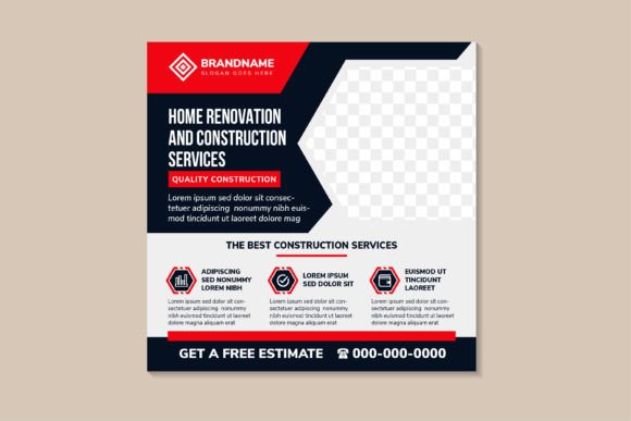 Home Renovation Square Banner: Graphics for Social Media Templates