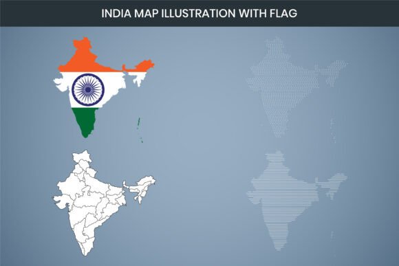 India Map Illustration with Flag Graphics