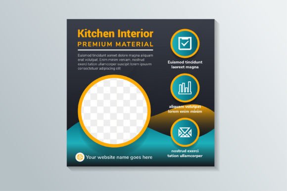 Kitchen Interior Square Banner Graphics