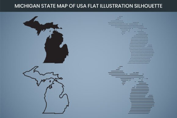 Michigan State Hand Drawn Outline Map US Graphics