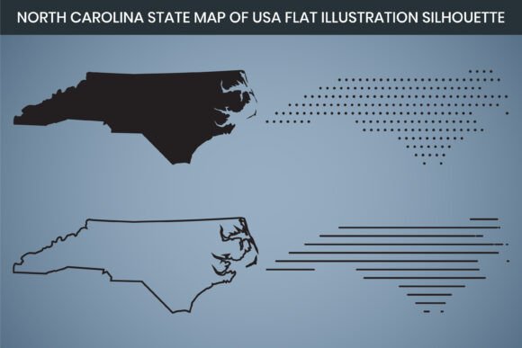 North Carolina State Hand Drawn Map USA Graphics Freebies