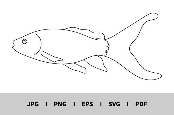 One Line Drawing of Fish Vector