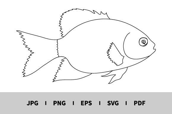 One Line Drawing of Gold Fish Vector: Graphics & Illustrations
