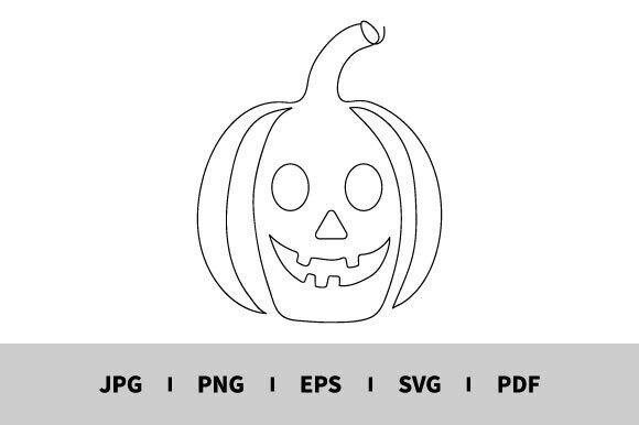 One Line Drawing of Halloween Pumpkin Graphics
