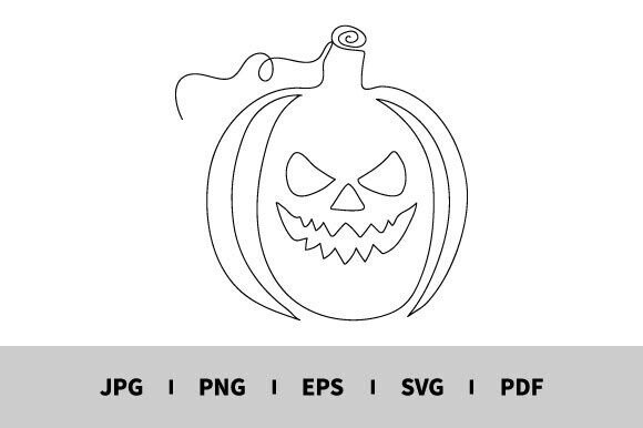 One-Line Drawing of Halloween Pumpkin: Graphics and Illustrations