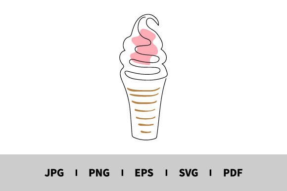 One Line Drawing of Ice-cream Vector: Graphics & Illustrations for Branding
