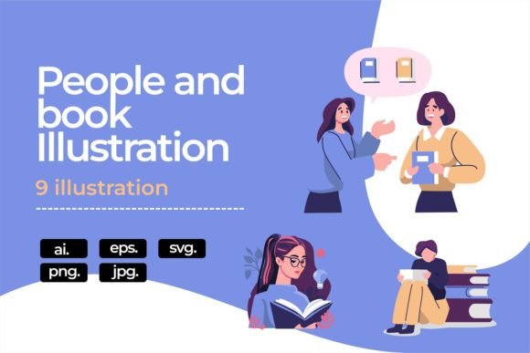People and Book Activity Illustration