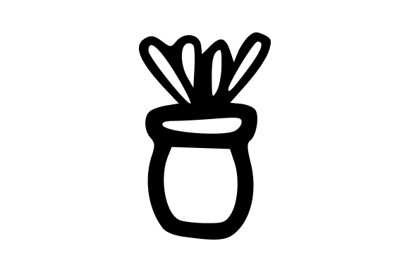 Plant on Pot Hand Drawing Graphics and Illustrations