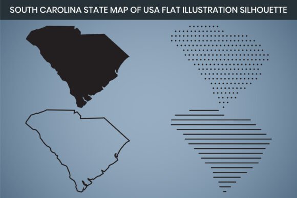 South Carolina State Hand Drawn Map USA Graphics