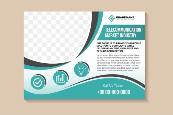 Telecommunication Market Horizontal Flye: Graphics and Print Templates