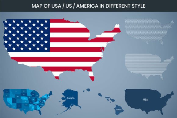 United States Map Illustration Template Graphics Freebies
