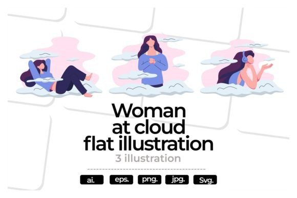 Women at Cloud Flatillustration: Graphics for Modern Branding